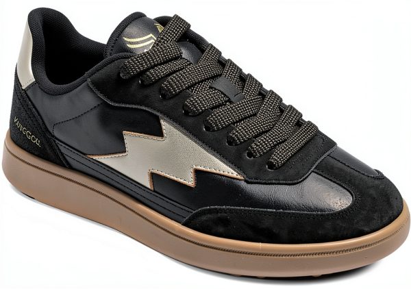 KAPORAL Womens Casual Sneakers Black Gold Comfortable Fit-1