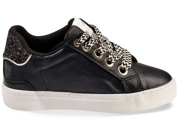 DRESCO Womens Black Flat Lace Up Textile Shoes-3