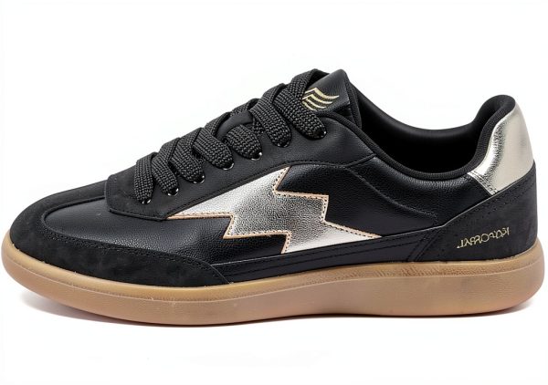 KAPORAL Womens Casual Sneakers Black Gold Comfortable Fit-0