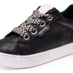 DRESCO Womens Black Flat Lace Up Textile Shoes-0