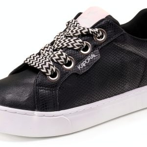 DRESCO Womens Black Flat Lace Up Textile Shoes-0